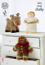 Load image into Gallery viewer, https://images.esellerpro.com/2278/I/131/510/king-cole-tinsel-chunky-knitting-pattern-christmas-angel-reindeer-gingerbread-man-9055.jpg