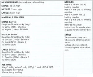 King Cole Tinsel Chunky Knitting Pattern - Santa Toys (9031)