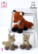 Load image into Gallery viewer, King Cole Tinsel Chunky Knitting Pattern - Fox Toys (9110)