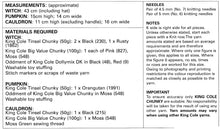 Load image into Gallery viewer, King Cole Tinsel Chunky Knitting Pattern - Witch Pumpkin &amp; Cauldron (9053)