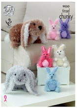 Load image into Gallery viewer, https://images.esellerpro.com/2278/I/127/104/king-cole-tinsel-chunky-knitting-pattern-rabbits-9050-border.jpg