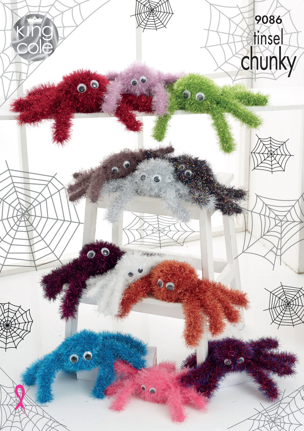 King Cole Tinsel Chunky Knitting Pattern - Spiders (9086)