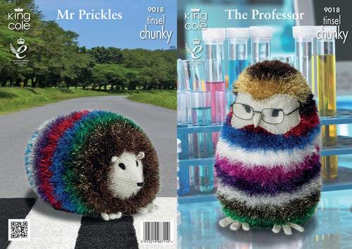 King Cole Tinsel Chunky The Professor & Mr Prickles Knitting Pattern (9018)