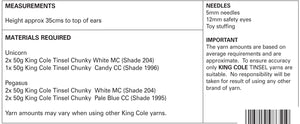 King Cole Tinsel Knitting Pattern - Unicorn & Winged Horse (9065)