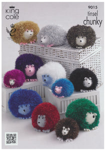 King Cole Tinsel Chunky Knitting Pattern Hedgehog 9015
