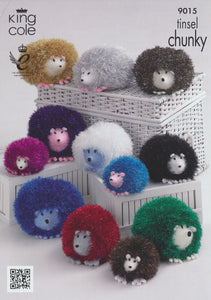King Cole Tinsel Chunky Knitting Pattern Hedgehog 9015