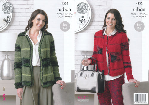 King Cole Urban Knitting Pattern - V or Round Neck Cardigan (4332)