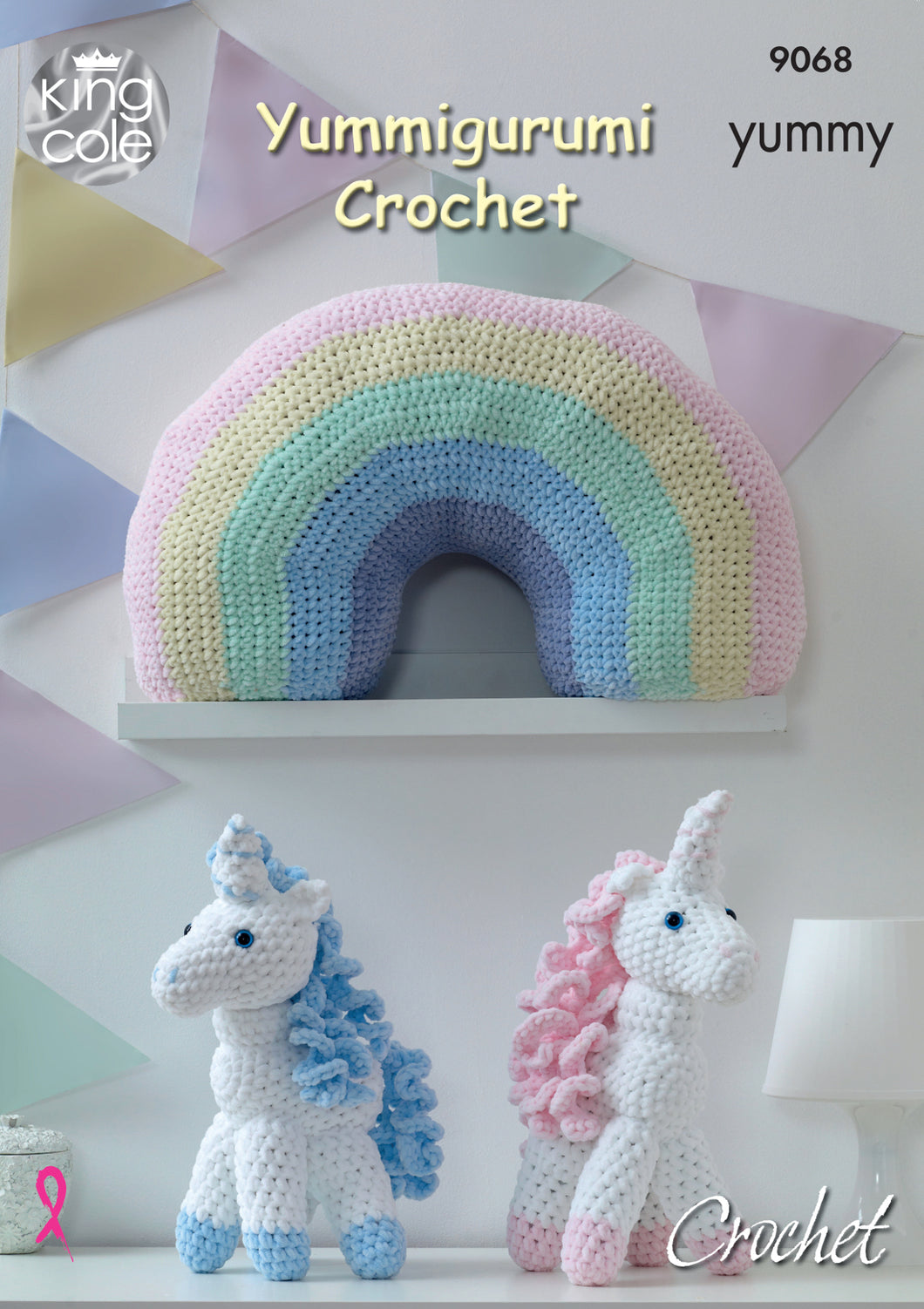 King Cole 'Yummigurumi' Crochet Pattern - Unicorn & Rainbow Cushion (9068)