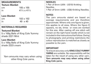 King Cole Yummy Knitting Pattern - Baby Blankets (4822)