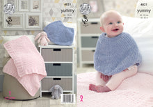Load image into Gallery viewer, King Cole Yummy Knitting Pattern - Baby Poncho &amp; Blanket (4821)