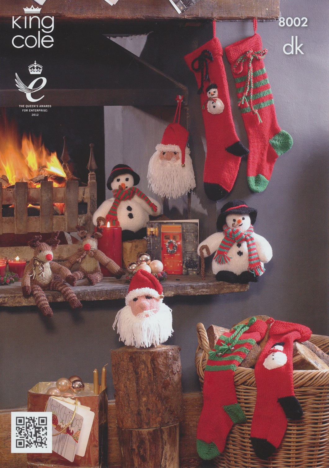 King Cole DK Christmas Knitting Pattern Snowman Rudolph Santa Head & Stockings