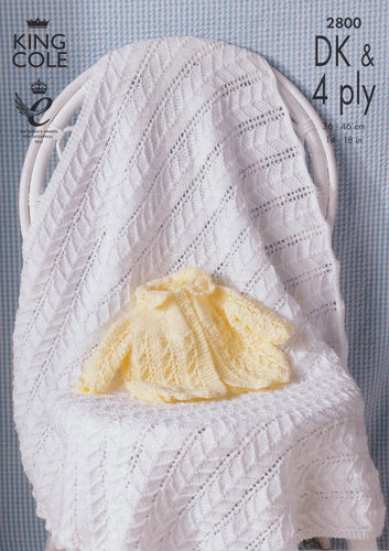 King Cole 2800 Knitting Pattern DK & 4 Ply Baby Matinee Jackets & Shawls