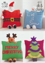 Load image into Gallery viewer, King Cole DK &amp; Chunky Christmas Cushion Knitting Pattern 4111