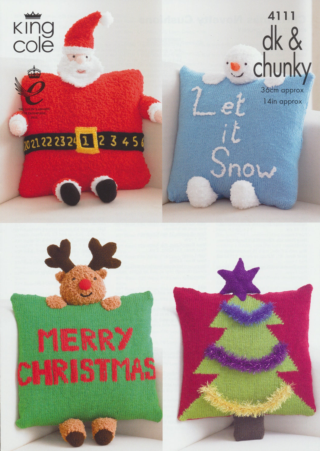 King Cole DK & Chunky Christmas Cushion Knitting Pattern 4111