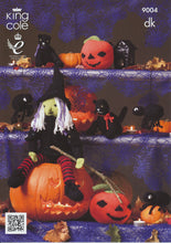 Load image into Gallery viewer, King Cole Double Knitting Pattern Halloween Witch Cat Spider &amp; Pumpkin 9004