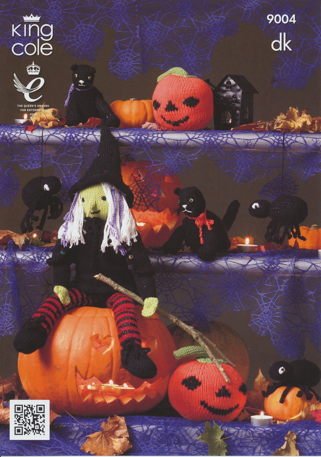 King Cole Double Knitting Pattern Halloween Witch Cat Spider & Pumpkin 9004
