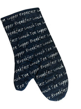 Load image into Gallery viewer, Kitchen Script Quilted Cotton Single Oven Glove Gauntlet