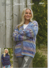 Load image into Gallery viewer, James Brett Chunky Knitting Pattern - Ladies Sweater &amp; Cardigan (JB841)
