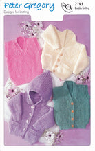 Load image into Gallery viewer, Peter Gregory Double Knitting Pattern - 7193 Baby Cardigan Slipover &amp; Waistcoat