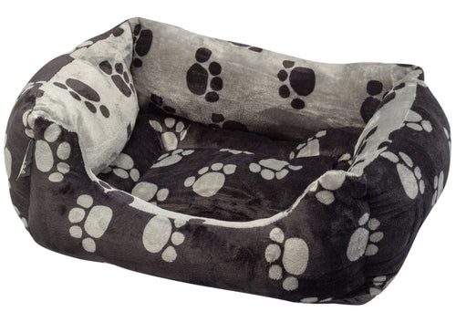 Petface Plush Paws Reversible Square Dog Bed - Grey/Black (Various Sizes)