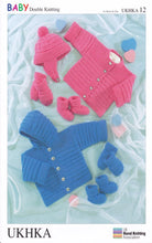 Load image into Gallery viewer, Baby Double Knitting Pattern - UKHKA 12 Cardigans &amp; Accessories