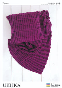 Chunky Knitting Pattern for Cushion Cover & Throw (UKHKA 146)