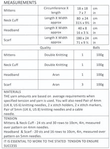 Double Knit & Aran Knitting Pattern for Winter Accessories (UKHKA 148)