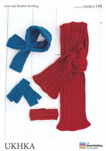 Load image into Gallery viewer, Double Knit &amp; Aran Knitting Pattern for Winter Accessories (UKHKA 148)