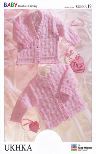 Double Knitting Pattern - UKHKA 19 Baby Cardigans
