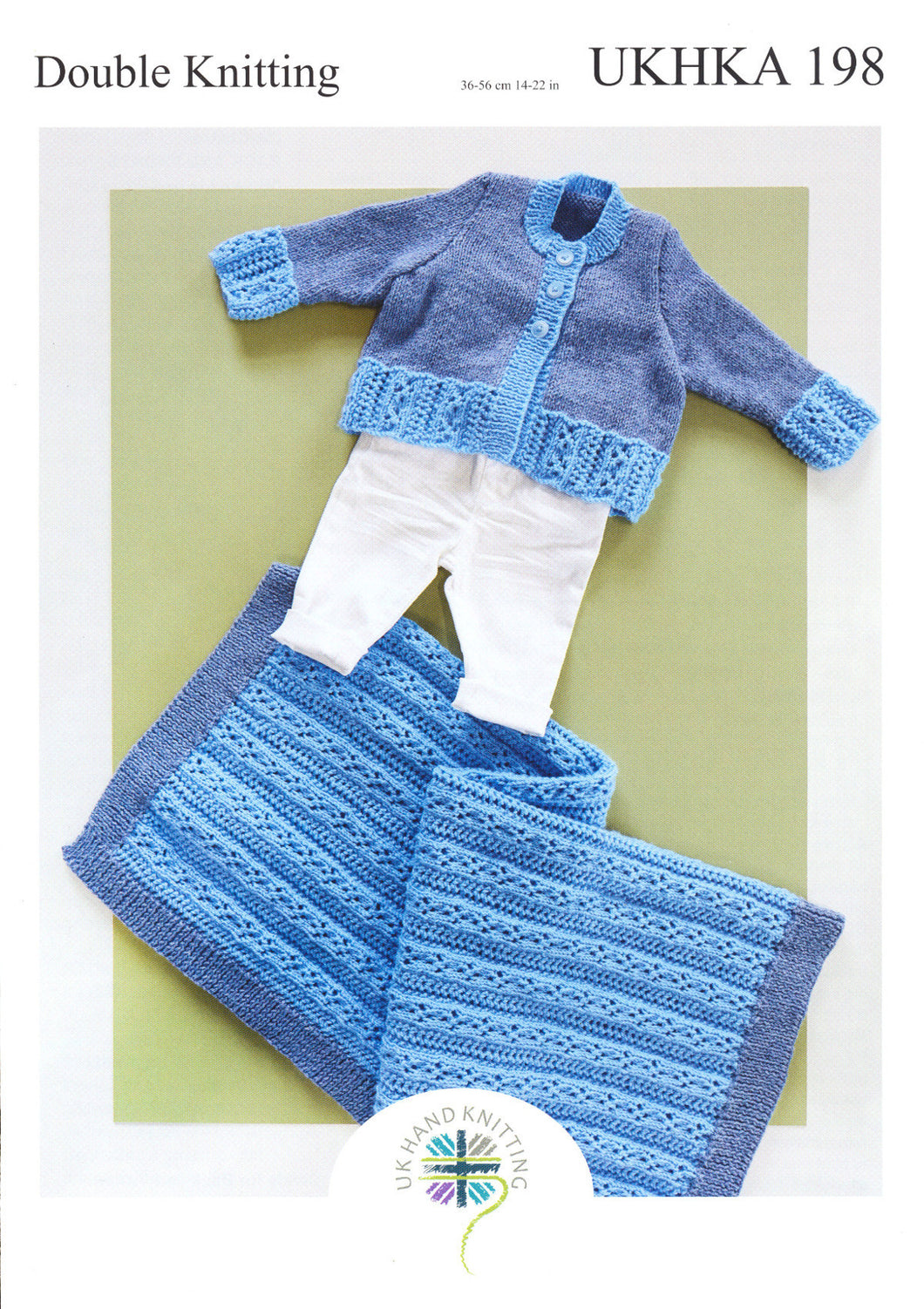 UKHKA 198 Double Knitting Pattern - Baby Cardigan & Blanket